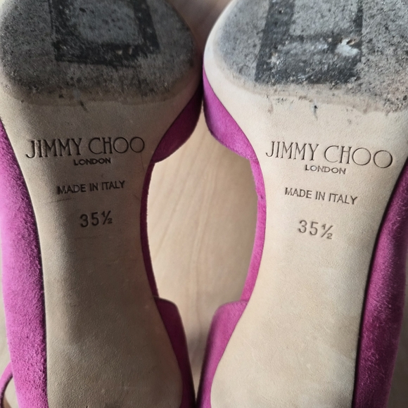 Jimmy Choo Pink Suede Ankle Strap Heels | Size EU 35.5 | Pointed Toe Pumps - Picture 11 of 13